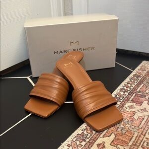 Marc Fisher Brown Leather Mules